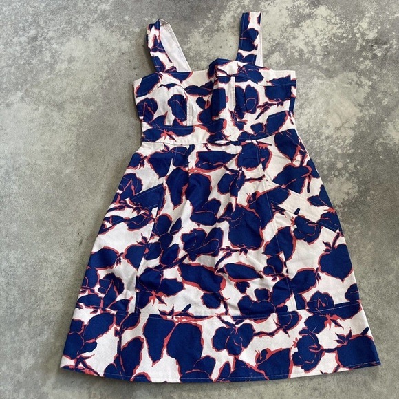 Lands End Dress Womens Size 8 Multicolor A Line Floral Pockets Wide Straps - Picture 1 of 10